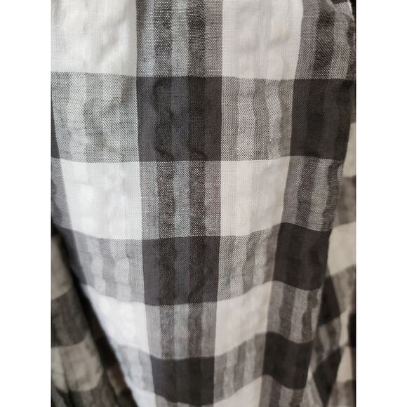 Torrid Off Shoulder Peasant Midi Seersucker Gingham White Gray Dress Plus Size 4 - Picture 9 of 9